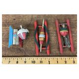 Vintage wooden fishing floats & line winder