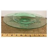 Green Depression glass console bowl