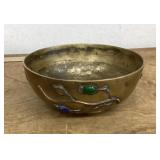 Brass bowl with gemstone decoration