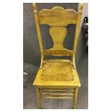 Antique press back chair painted yellow