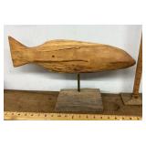 Hand-carved wooden Fish sculpture