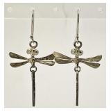 Sterling silver dragonfly pierced earrings