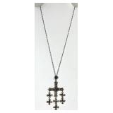 Taxco sterling & amethyst Yalalag cross pendant