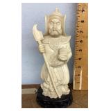 Carved resin Chinese warrior figure on stand