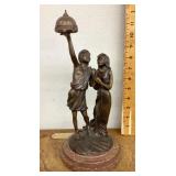 Heavy bronze sculpture on marble base
