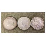 3 Kennedy half dollars --1966.1967,1968