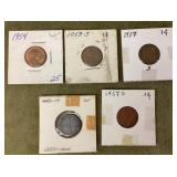 4 wheat and 1 steel penny