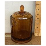 Amber glass biscuit jar
