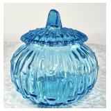 Vintage blue glass candy jar