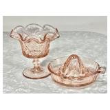 2 pieces of pink Depression glass