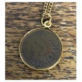 Necklace with 1896 Indian head cent pendant