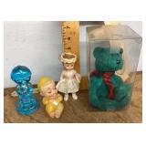 Doll, bear, baby figures