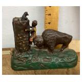 Cast iron mechanical "Butting Buffalo" bank