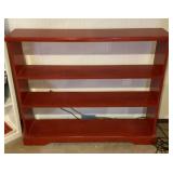 Red painted wood shelf 50' wide x 40' tall