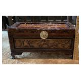 Small carved wood storage chest