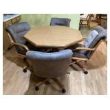Octagon table, 4 chairs, 1 leaf