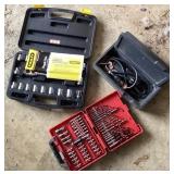 Stanley socket set, Dremel tool, drill bit set