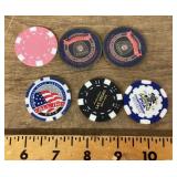 6 old casino chips
