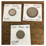 3 silver foreign coins