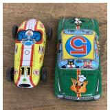 2 vintage tin litho cars