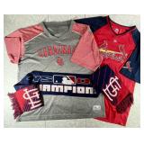 2 STL Cardinals V-neck shirts Size XL & scarf