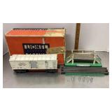 Lionel milk platform and train car