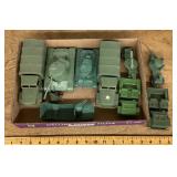 Flat of toy military vehicles