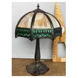Slag glass table lamp