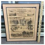 Framed 1927 Lindbergh Flight Supplement newspaper