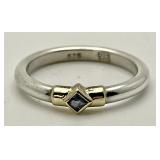Sterling and yellow gold ring with blue stone