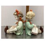 Vintage ceramic child reader bookends
