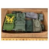 Flat of toy military vehicles