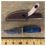 Damascus fixed blade knife with sheath