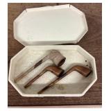 3 antique 1800s-1900s clay pipes