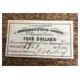 1861 $4 confederate bond coupon