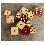 12 assorted Bakelite dice