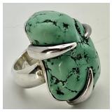 Heavy sterling turquoise custom crafted ring