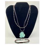 Turquoise, coral, gemstone necklaces & bracelet