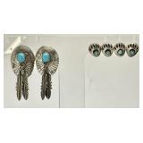 3 pair sterling silver turquoise earrings