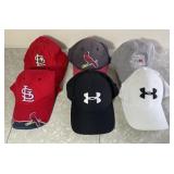 6 STL Cardinals and UnderArmour baseball caps