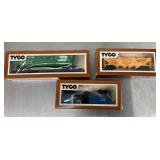 3 Tyco train cars