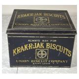 Antique 1920s Krak-R-Jak Biscuit tin St. Louis