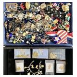 Goldtone charm bracelet and scrap jewelry