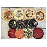 12 State souvenir plates with plate hangers