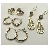 4 pair 14k gold earrings