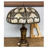 24" Antique table lamp with slag glass shade
