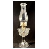 Antique glass oil lamp