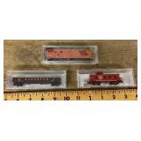 3 N scale model train cars