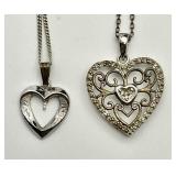 2 sterling silver heart necklaces