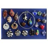 22 glass pendants and metal choker